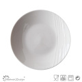 Placa de ensalada grabada en porcelana Simply White